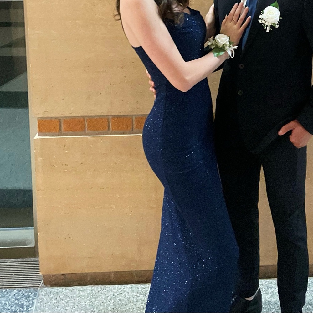 Windsor Blue Cowl Neck Sleeveless Prom Dress/Wedding Guest